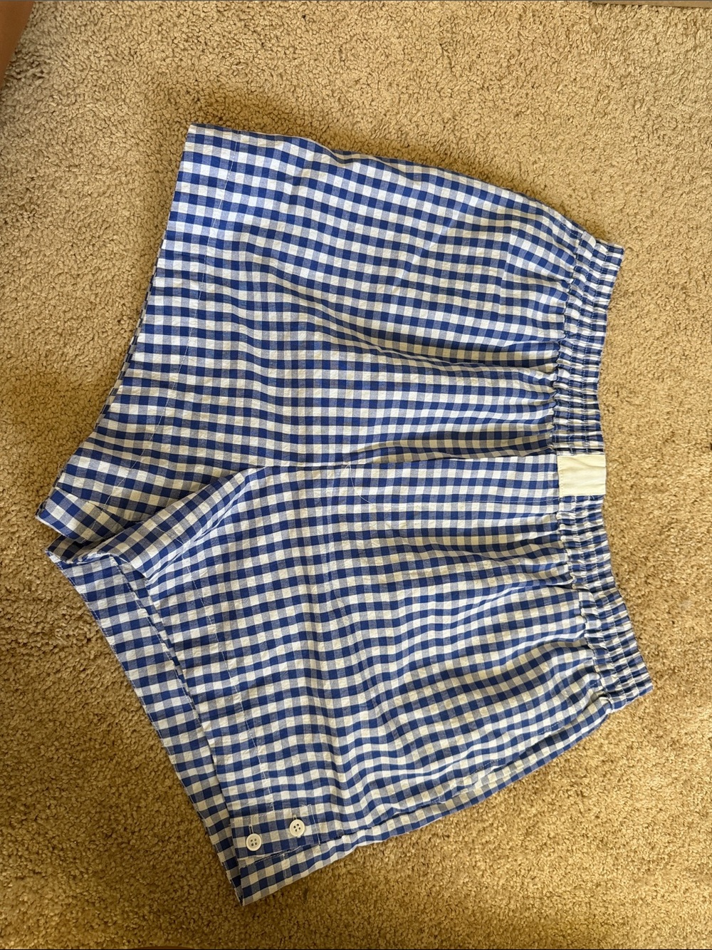 Vici Blue and White Gingham High-Waist Shorts